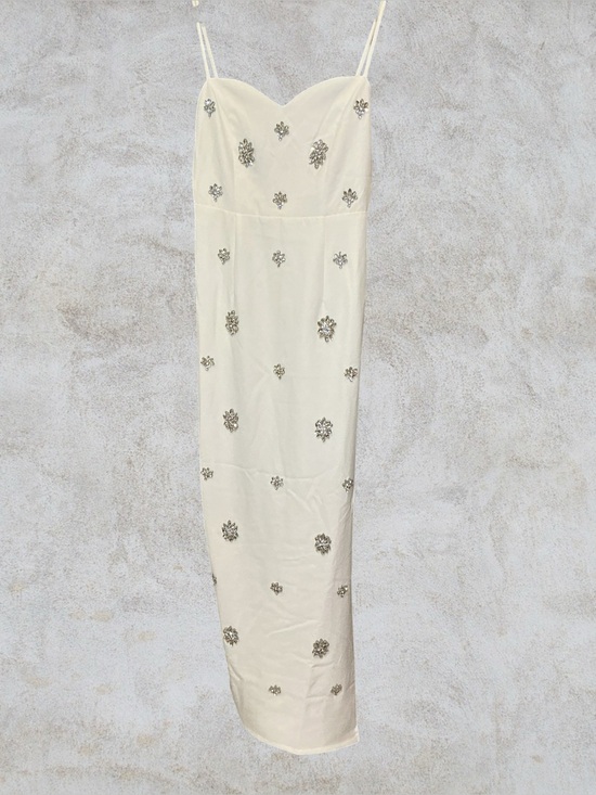 Lulus Dresses & Skirts - White Embellished Spaghetti-Strap Evening Gown